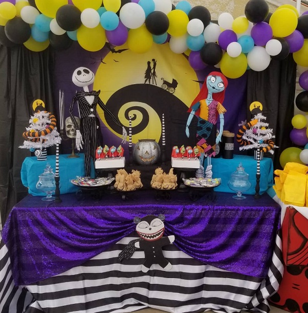 The-nightmare-before-Christmas-baby-shower-dessert-table-set-up