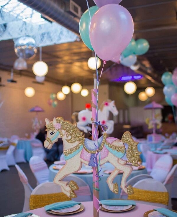 beautiful glitter carousel horse centerpiece
