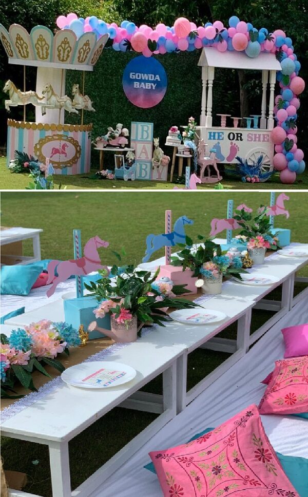 boy or girl carousel themed gender reveal party