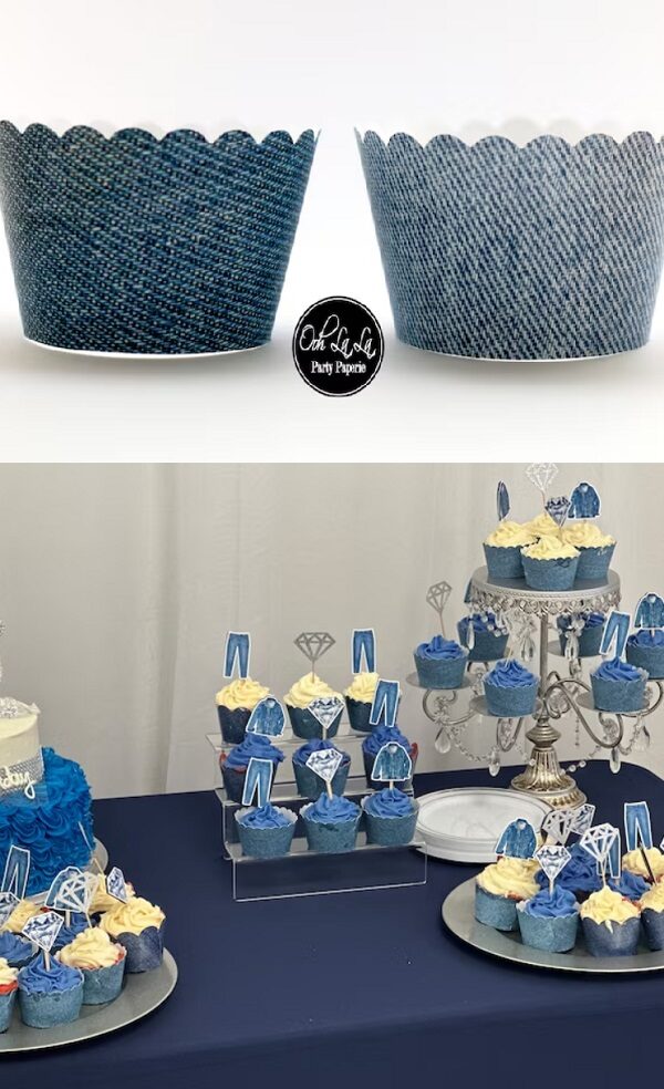 denim-patterned-cupcake-wrappers