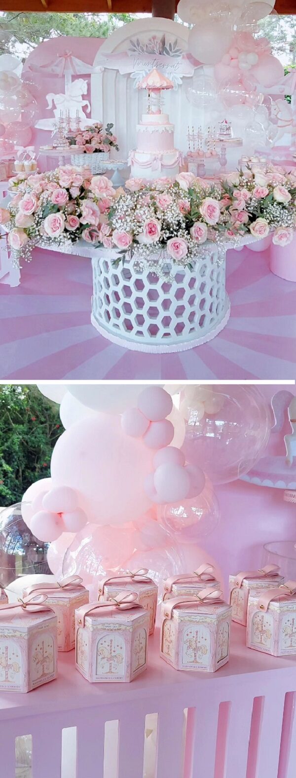 dreamy pink carousel baby shower theme
