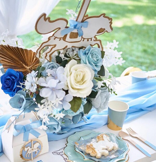 luxury blue carousel baby shower