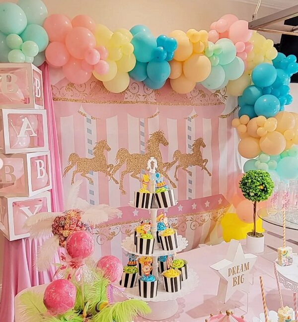 magical pastel carousel party themed decors
