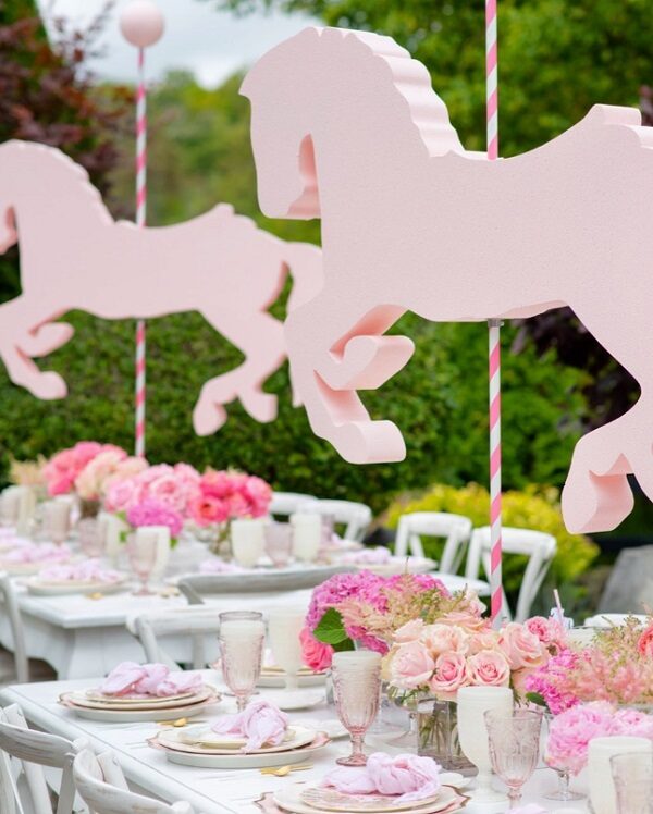 pink large horse carousel party centerpiece
