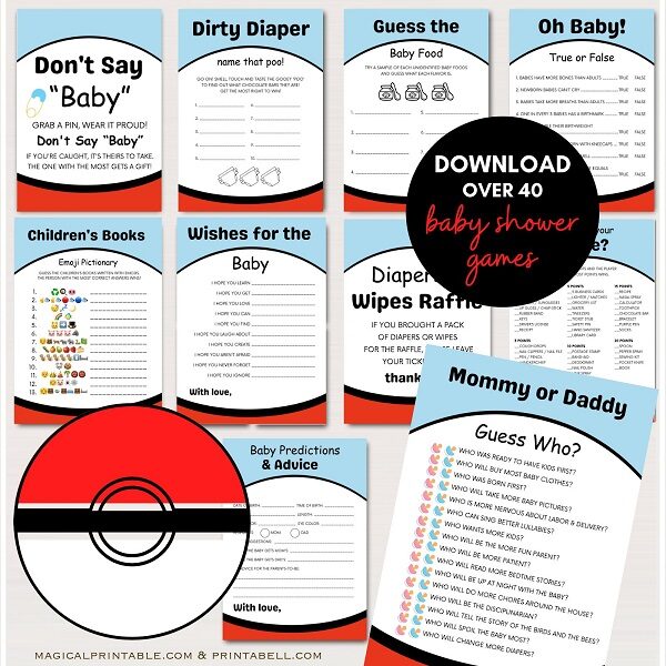 pokemon baby shower games bundle