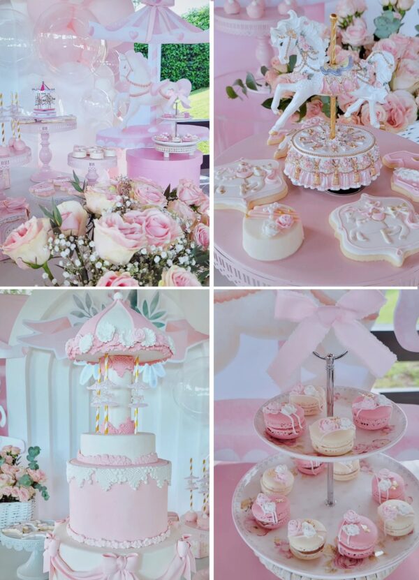sweet pink carousel baby shower theme