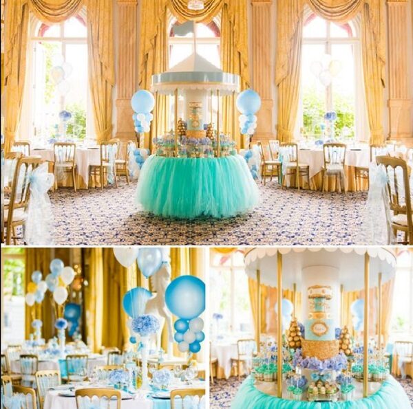 whimsical carousel baby shower for boy