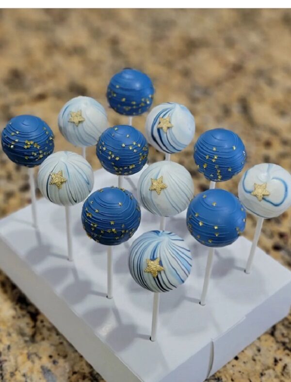 Cakepops for an outer space baby shower