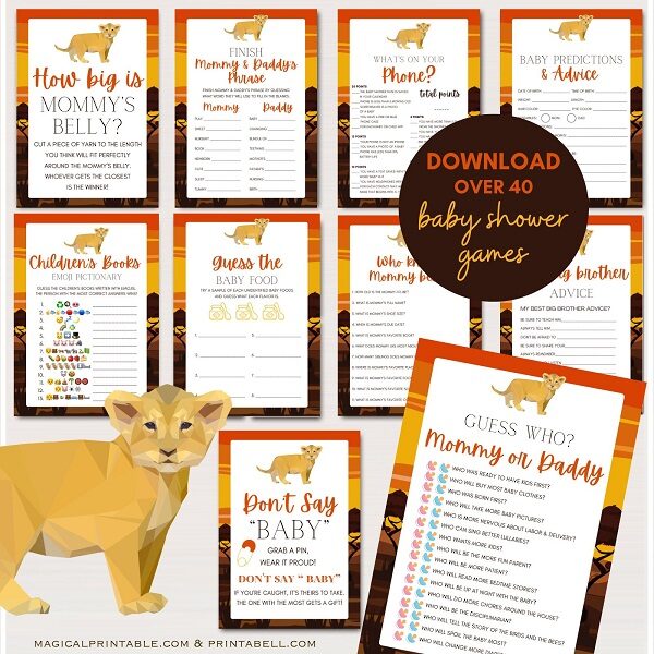 lion king baby shower games bundle