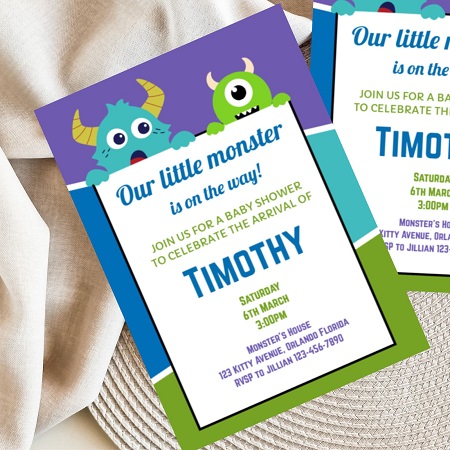 monster inc inspired baby shower invitation editable