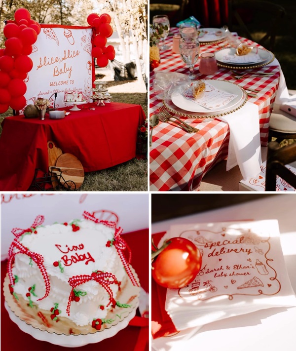 slice slice pizza and tomatoes baby shower
