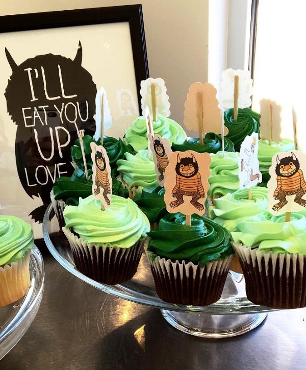 Adorable Where The Wild Things Are themed baby shower cupcake toppers