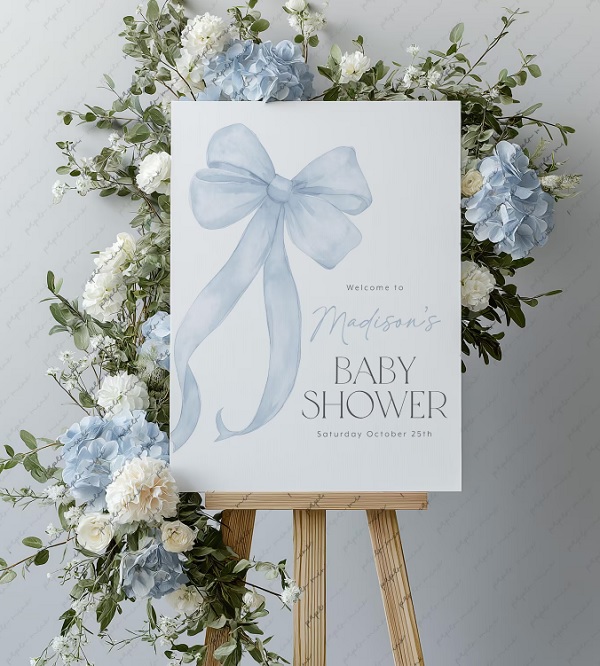 Blue Bow Welcome Sign