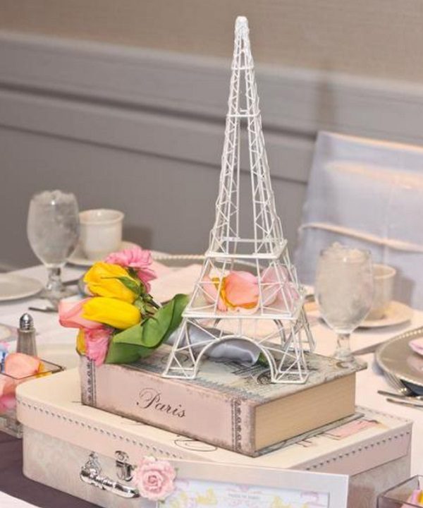 Eiffel towel and vintage books Centerpiece