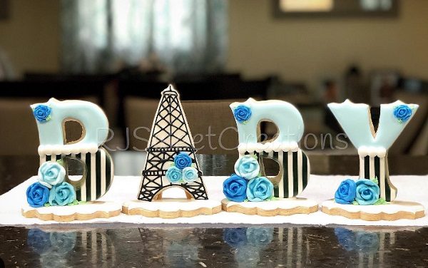 blue parisian standing cookies