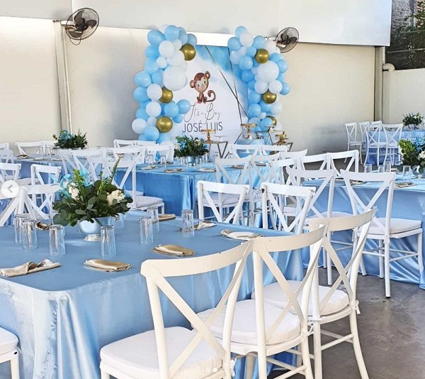 elegant boy monkey baby shower guest tables