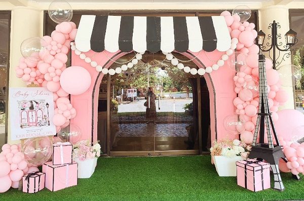 elegant parisian themed baby shower grand entrance