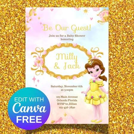 free beauty and beast invitation