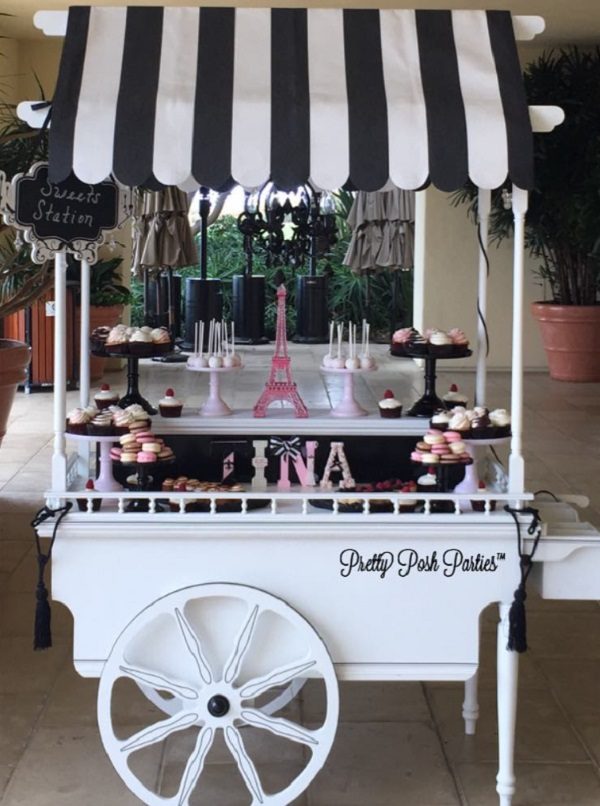 parisian themed dessert cart