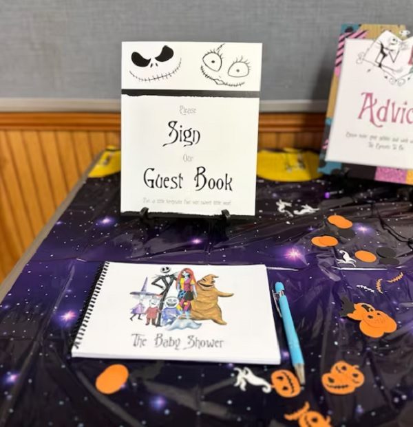 Nightmare-before-Christmas-baby-shower-advice-table