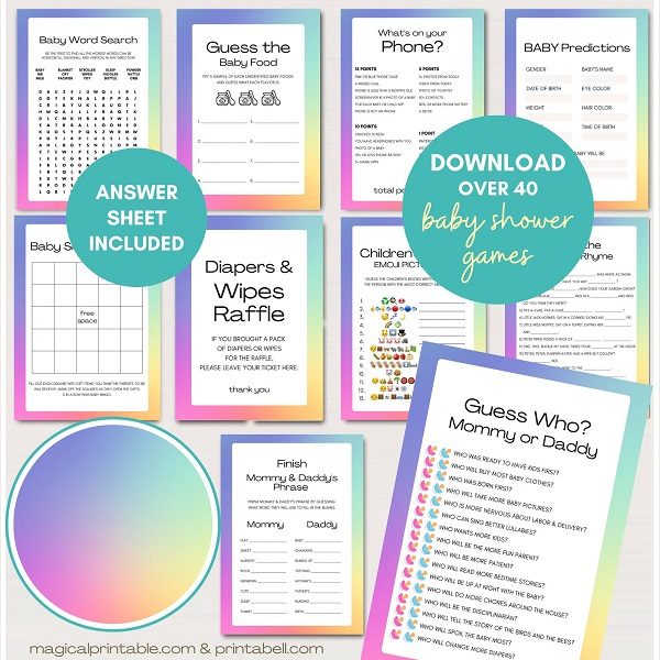rainbow baby shower games