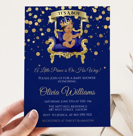 royal prince Baby Shower Invitation