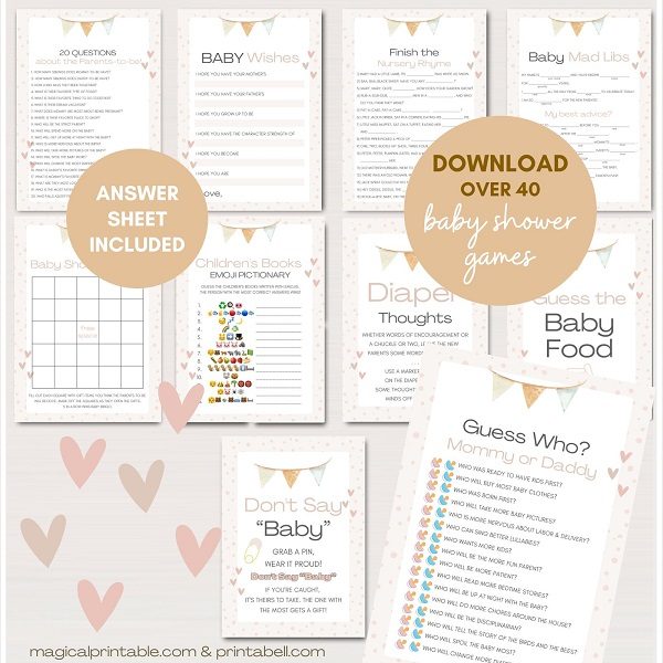 Gender Neutral Baby Shower Games Bundle