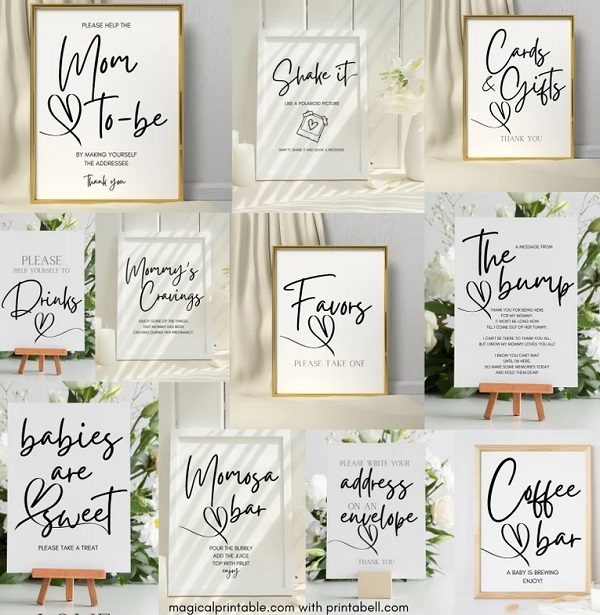 minimalist baby shower signs