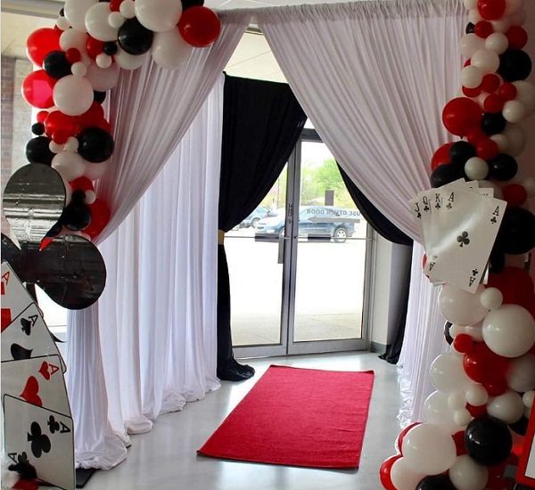 Casino Theme BabyShower Entrance Draping an Tunnel Draping