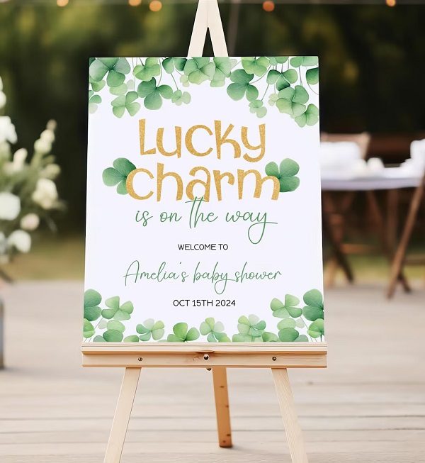 Lucky Charm Baby Shower Welcome Sign