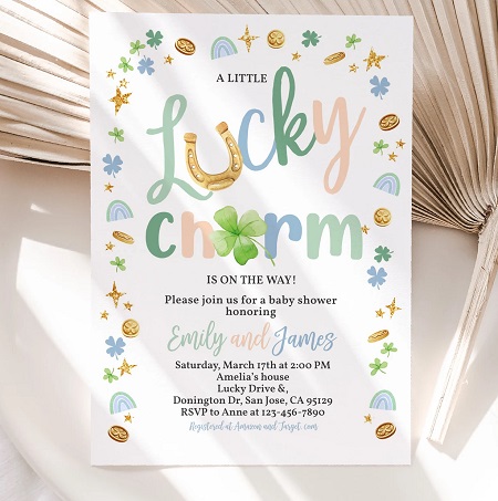 St Patricks Day Baby Shower Invitation A Little Shamrock is on the Way