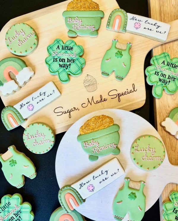 St Patricks Day Baby Shower sugar cookies