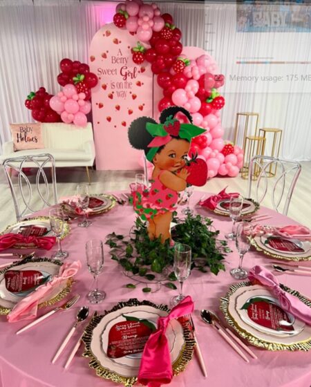 Strawberry Shortcake Baby Shower centerpieces props