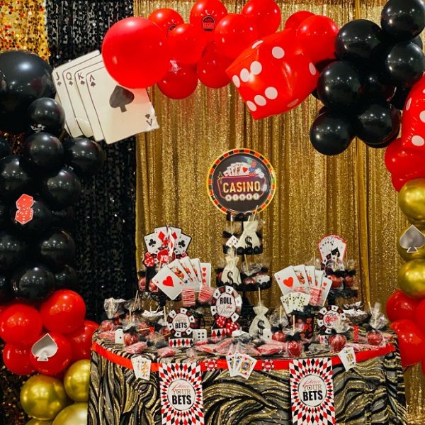 casino themed party balloons garland and decors