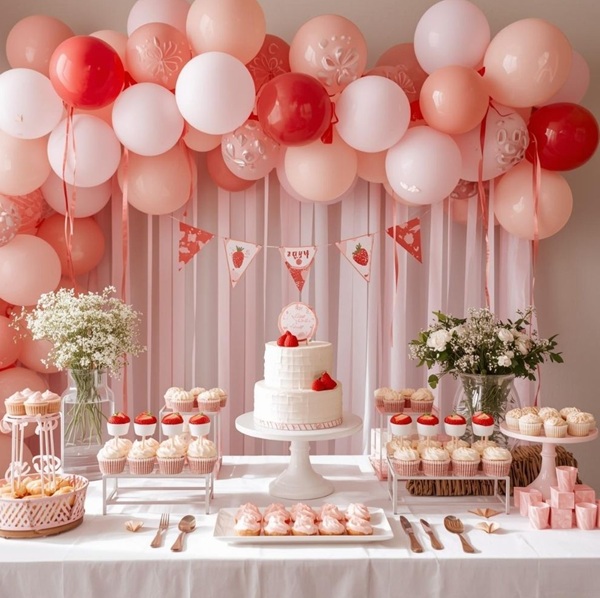 dreamy strawberry themed baby shower