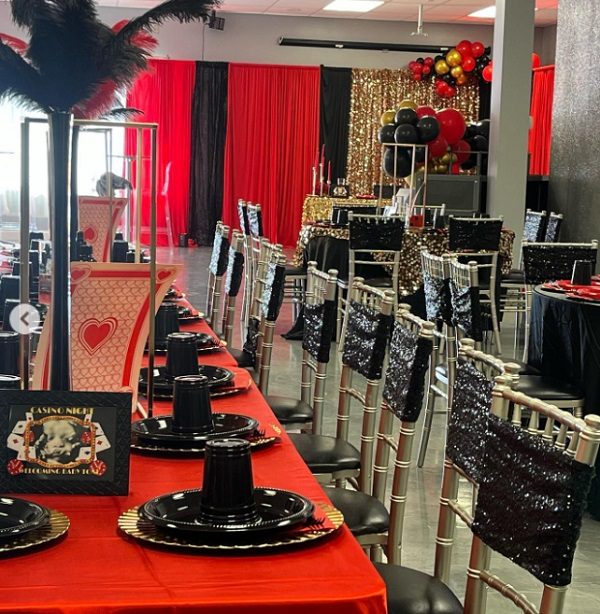 elegant casino baby shower table setup