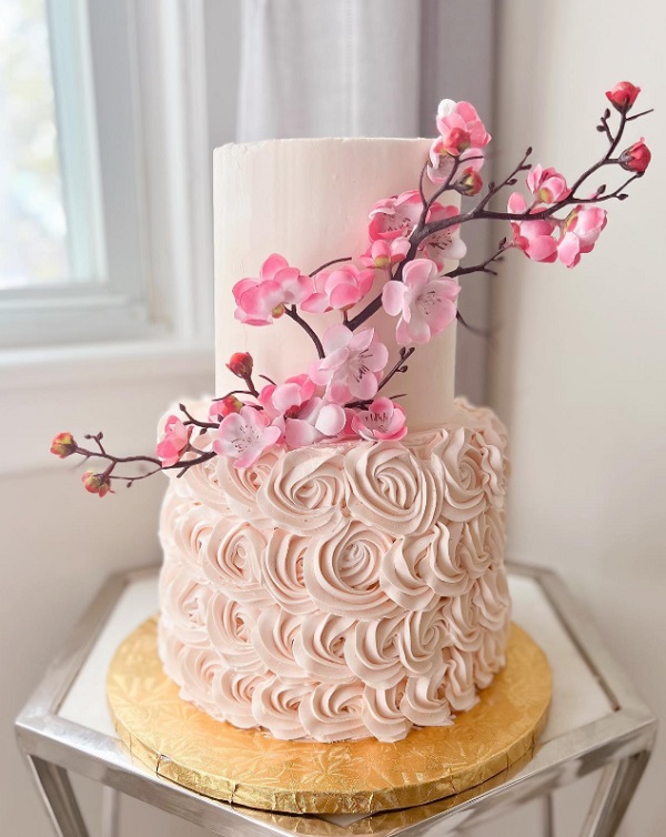 elegant cherry blossom themed cake