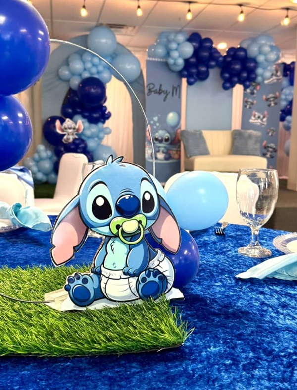 Stitch baby shower table centerpiece