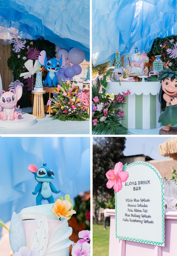 adorable stitch and lilo dessert table and props