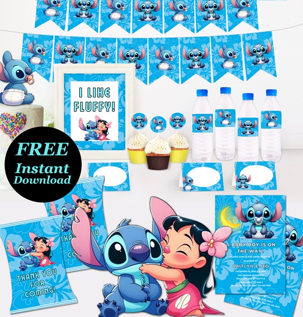 free printable blue stitch party printable - DOWNLOAD