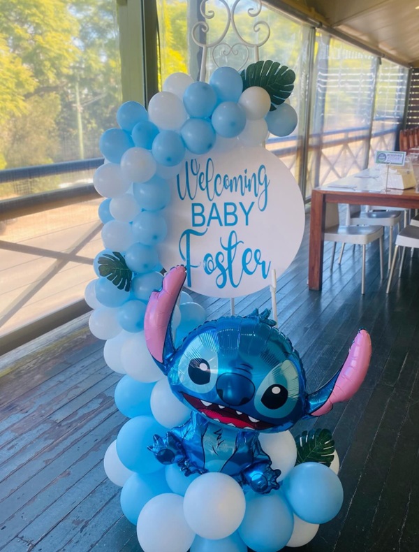 stitch themed baby shower welcome sign