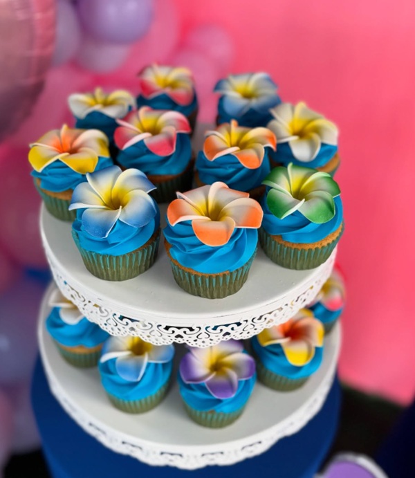 tropical flower cupcake toppers
