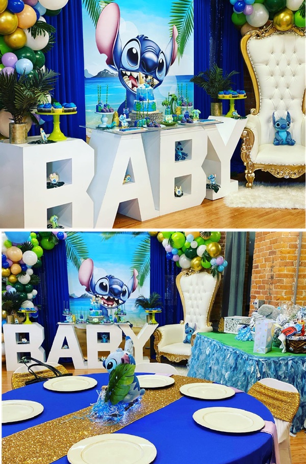 tropical stitch baby shower decorations