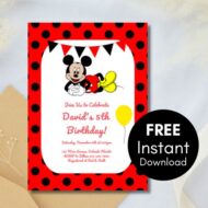 Free Editable Invitation mickey mouse red