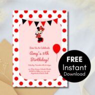 Free Editable Invitation minnie mouse red