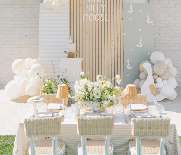 neutral tone goose baby shower