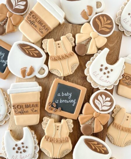 adorable baby girl is brewing cookies