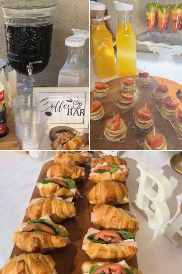 brunch baby shower ice coffee bar and treats