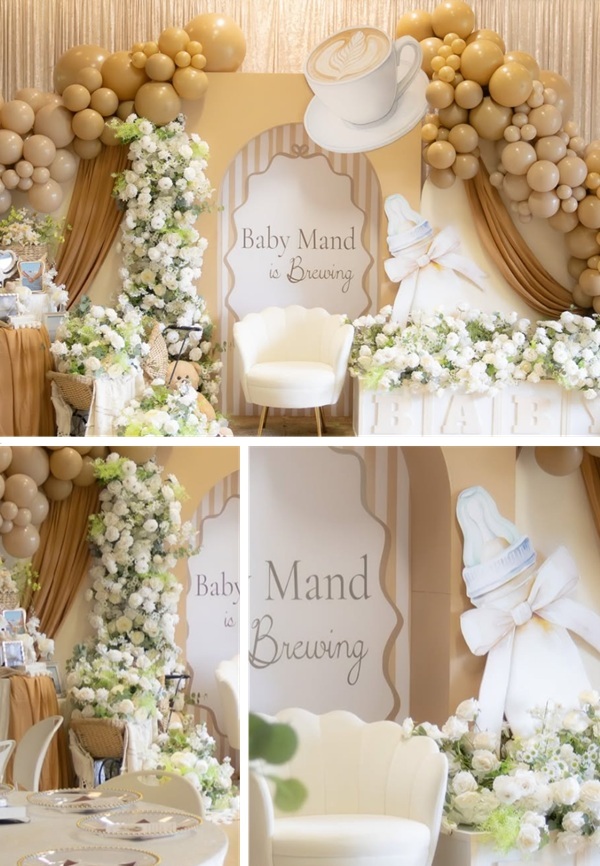 warm brown and neutral tones coffee-inspired baby shower