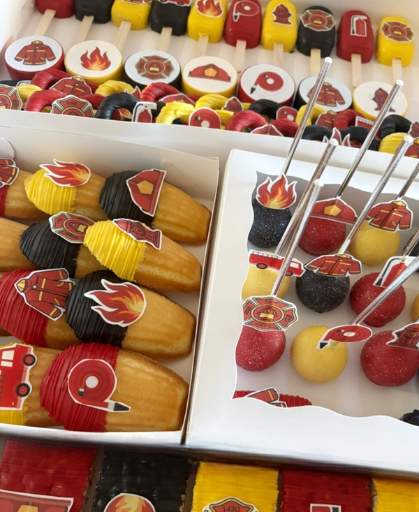Fire fighter baby shower treats